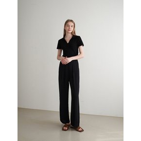 Summer pintuck wide slacks - black