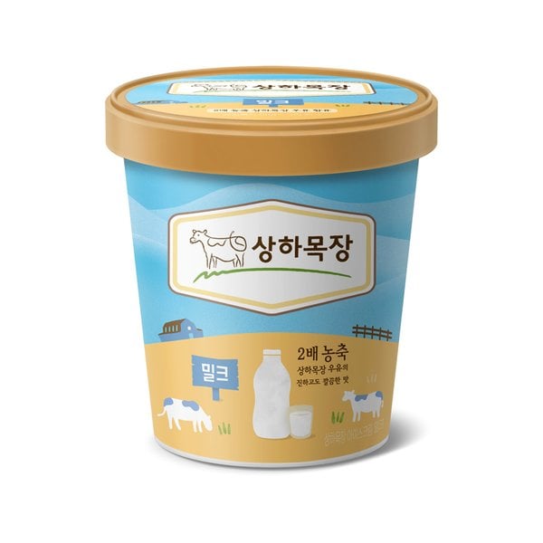 상하목장 아이스크림 파인트 474ml 밀크 3개 + 딸기 3개 (총 6개)_냉동