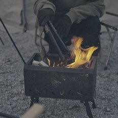 악어 숯집게 블랙 우드그립 스텐 장작 캠핑집게