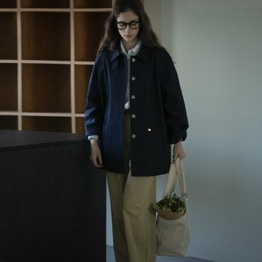 노운베러 Hanover raglan half trench coat_Dark navy