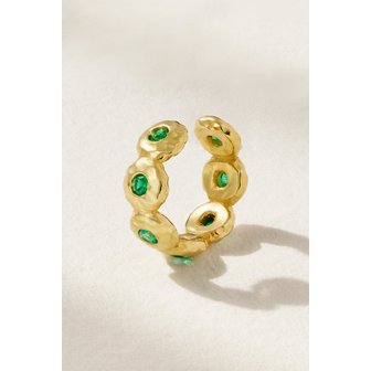 OCTAVIA ELIZABETH 옥타비아 엘리자베스 Net Sustain 네스팅 젬 18k  골드 에메랄드 이어커프 1647597304756626