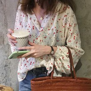 여성 꽃무늬 쉬폰 블라우스 루즈핏 셔츠 봄블라우스