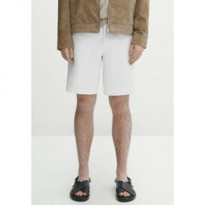 4569284 Massimo Dutti BLEND DRAWSTRING BERMUDA - Shorts white