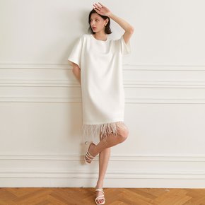 YY_Fringed loose-fit dress_WHITE