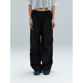 ZOE GLOSSY PARACHUTE PANTS - BLACK