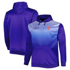 4380712 PROFILE Mens Royal New York Mets Fade Sublimated Fleece Pullover Hoodie