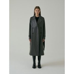 VEGAN LEATHER TRENCH COAT (2COLOR)