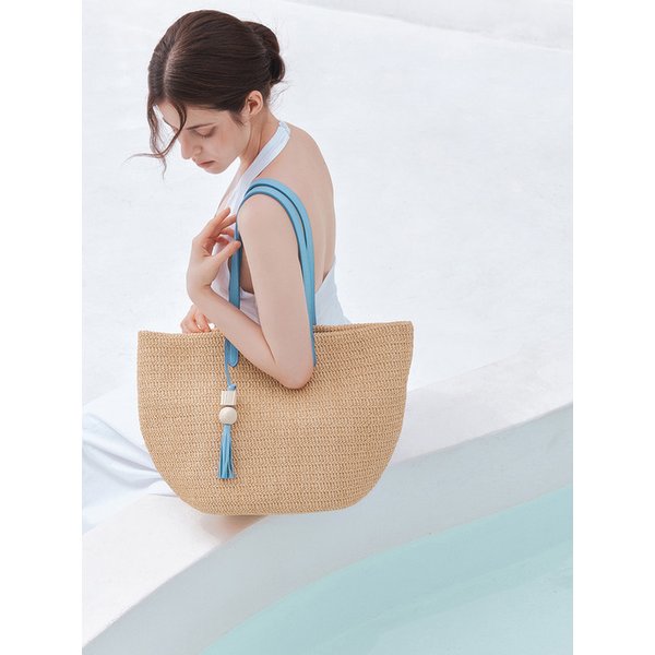 SANTORINI SHOULDER TOTE, SKY BLUE