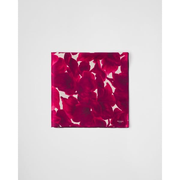프린트 실크 샨퉁 스카프 65x65