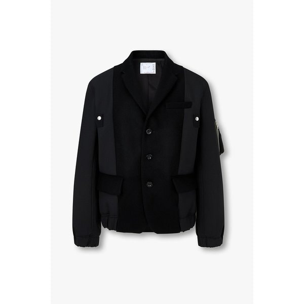 남성 배색 패치 울 멜턴 싱글 자켓 6425301138000