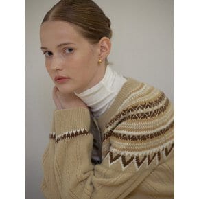 Nordic alpaca vintage cardigan (Beige)