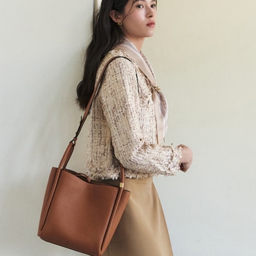 헤지스 [아카이브H 베리백] 클래식 브라운 레더 토트겸 숄더백 L HIBA5E164W2