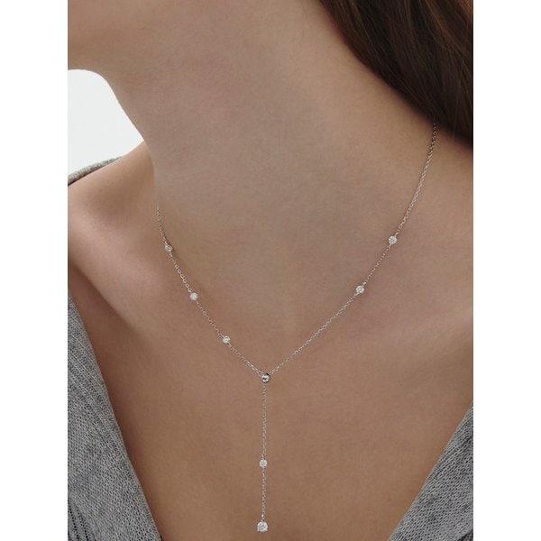 에센스 실버(W) 스테이션 Y형 목걸이 HL4N61410W9450