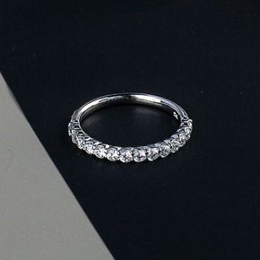 랩 다이아 가드링 1.9미리 14개 레이어드 하프 반지 결혼 기념일 선물 14k 18k