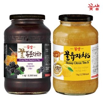  꽃샘 꿀 복분자차 1KG +꿀 유자차S 1KG (과일청)