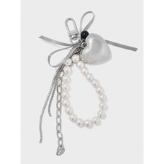 Big heart pearl keyring