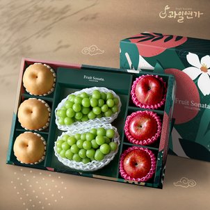 과일연가 [과일선물세트] Green 샤인 혼합 선물세트 (사과3개, 배3개, 샤인2송이)