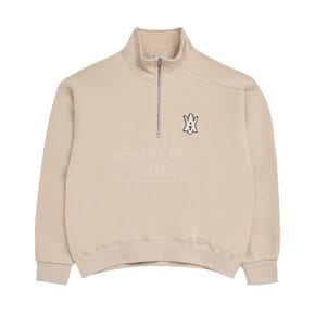 A LOGO EMBLEM PATCH BASIC PULLOVER SWEAT SHIRT BEIGE-A컬러패치풀오버