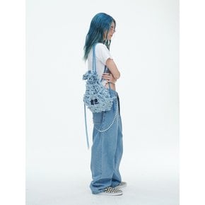 Checkerboard Denim Vagabond Bag Light Blue