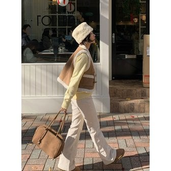 비플랫 베네통 코듀로이 세미 부츠컷 (Ivory)