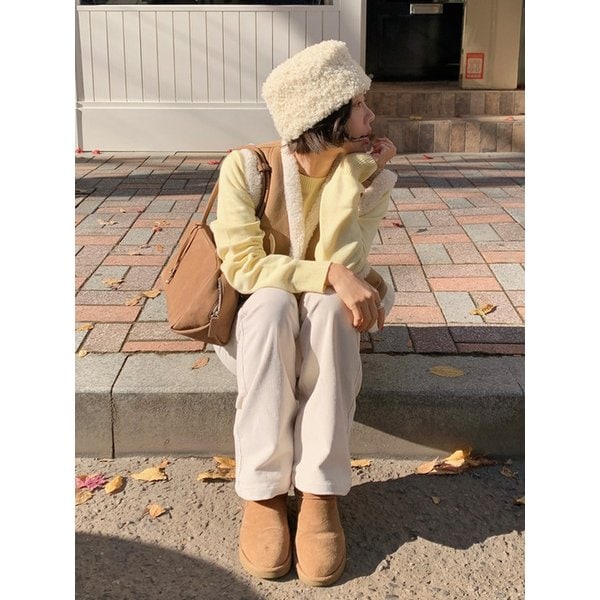 코듀로이 세미 부츠컷 (Ivory)