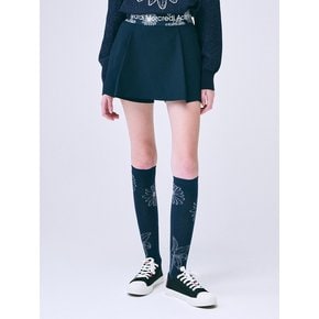 A-LINE MINI SKIRT JACQUARD BAND ALL FLOWERS_NAVY IVORY