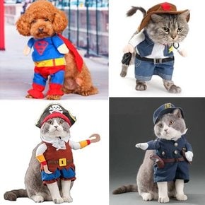 (70% 1+1 땡처리) 강아지 고양이 할로윈 코스튬 S(중) 2종랜덤발송 (경찰/카우보이/해적/슈퍼맨)