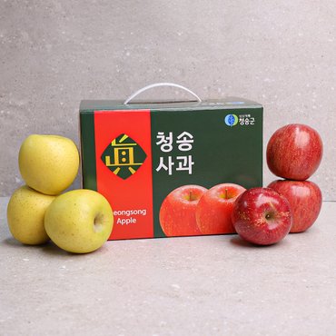 장수상회 [오늘신선] 청송네자매 경북 청송 부사+시나노골드 사과 혼합 선물세트 2.5kg 대과(4-5과 내외)