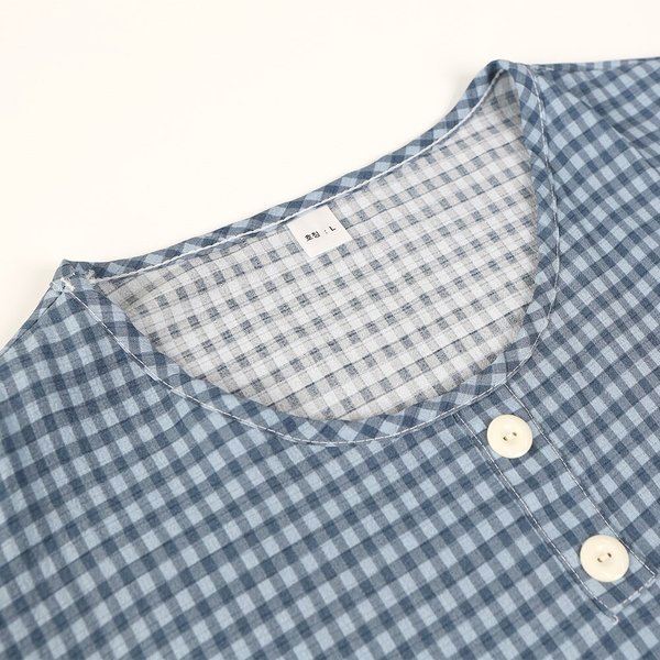 남자 잠옷세트 반팔 반바지 파자마 홈웨어 냉감 여름 깅엄 체크 빅사이즈