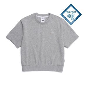 [여주점] N252WSW020 여성 경량 다이마루 세미 크롭 라운드 반팔 맨투맨 MGREY