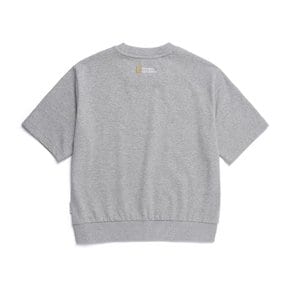 [여주점] N252WSW020 여성 경량 다이마루 세미 크롭 라운드 반팔 맨투맨 MGREY