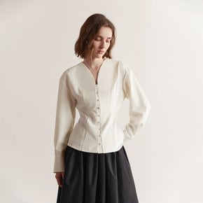 YY_V-neck french slim shirt