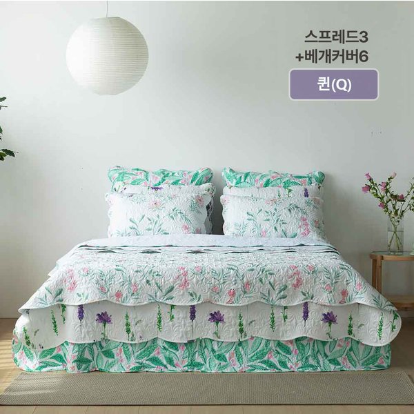 [26SS/최신상/메종노아]Q 속건워싱 시어서커 스프레드3장+베개커버 세트6장 총9종 Q(퀸/양면)