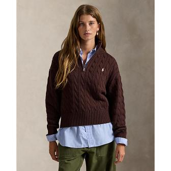 폴로 랄프 로렌 여성 케이블 니트 코튼 쿼터 지퍼 스웨터(WMPOSWENC021523201)