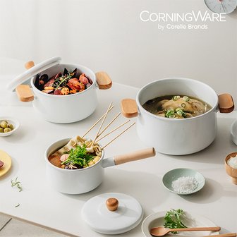  [CORELLE] 코렐 코닝웨어 플레인 법랑 냄비 3종세트 (편수16+양수20+양수24)