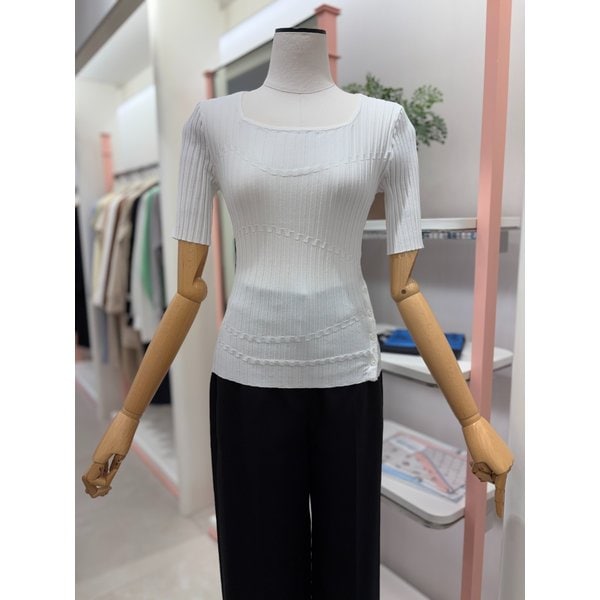 [여주점] 여성 스퀘어넥 하프 슬리브 니트탑(ITQ4KPO850)