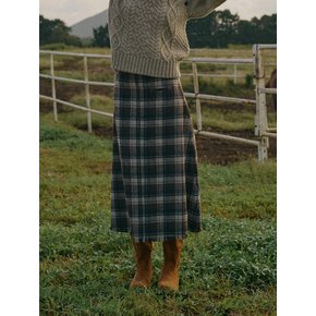 TATAN CHECK LONG SKIRT [BROWN]