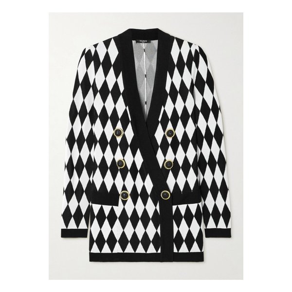 더블 브레스티드 아가일 자카드 니트 블레이저 화이트 1647597336766252