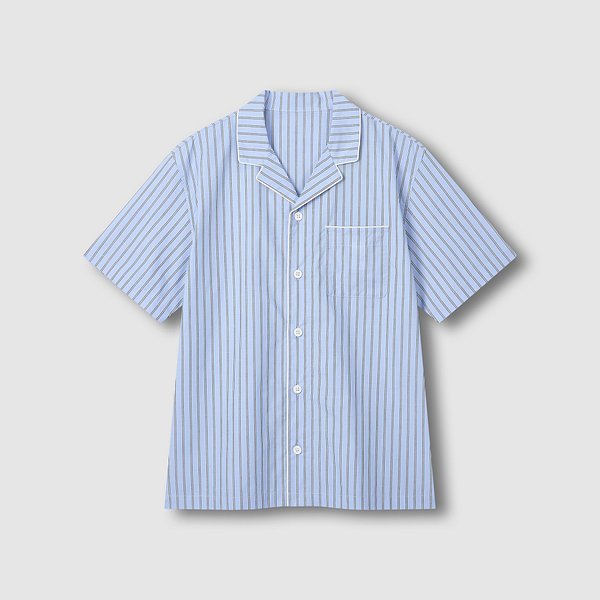 남 코튼 스트라이프 5부 파자마 세트 J216201104052