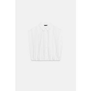 벌룬 크롭 플리츠 민소매 셔츠 / 6001/686/250 WHITE