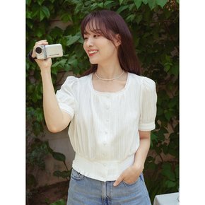 SQUARE NECK HALF SLEEVES CROP BLOUSE_WHITE