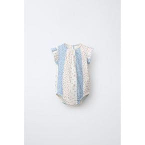 ZARA 자라 키즈 패치워크 플로랄 바디수트 블루화이트 1165608044 1165608 1268749