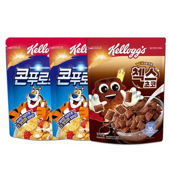  켈로그 콘푸로스트 600g 2개+첵스초코 570g