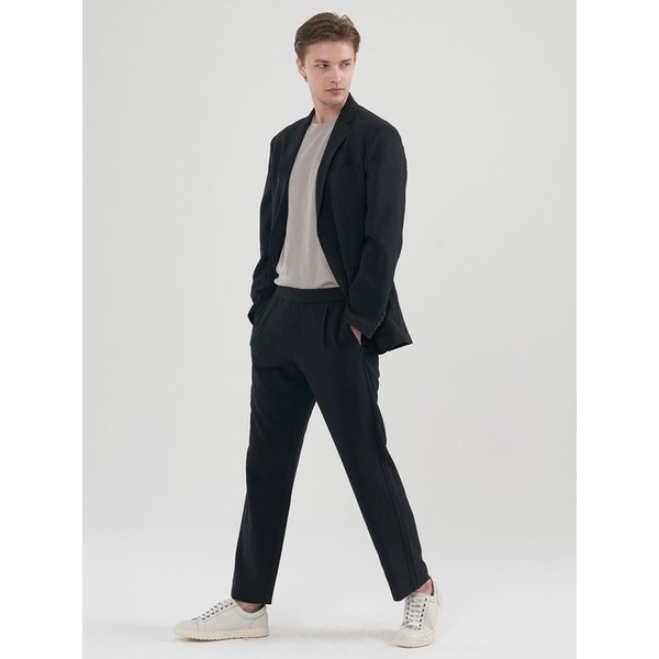 [M~5XL]린넨라이크 루즈핏 셋업 블레이저_블랙