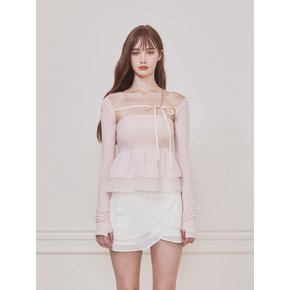 Sheer chiffon top (Pink)