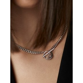 [Silver 925] toggled bar curved chain necklace