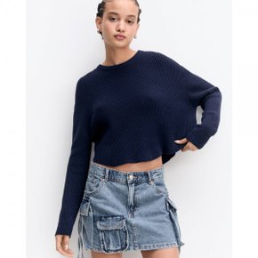 4656837 PullBear Cropped Knit Sweater - Navy