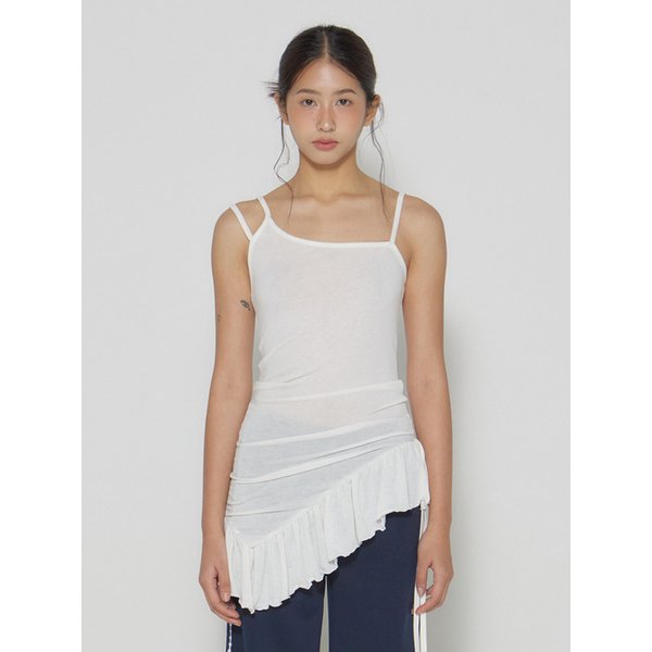 LAUREN FRILL SLEEVELESS DRESS - WHITE