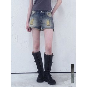 Rough Damage Denim Shorts -  2COL