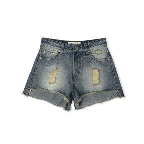 Rough Damage Denim Shorts -  2COL